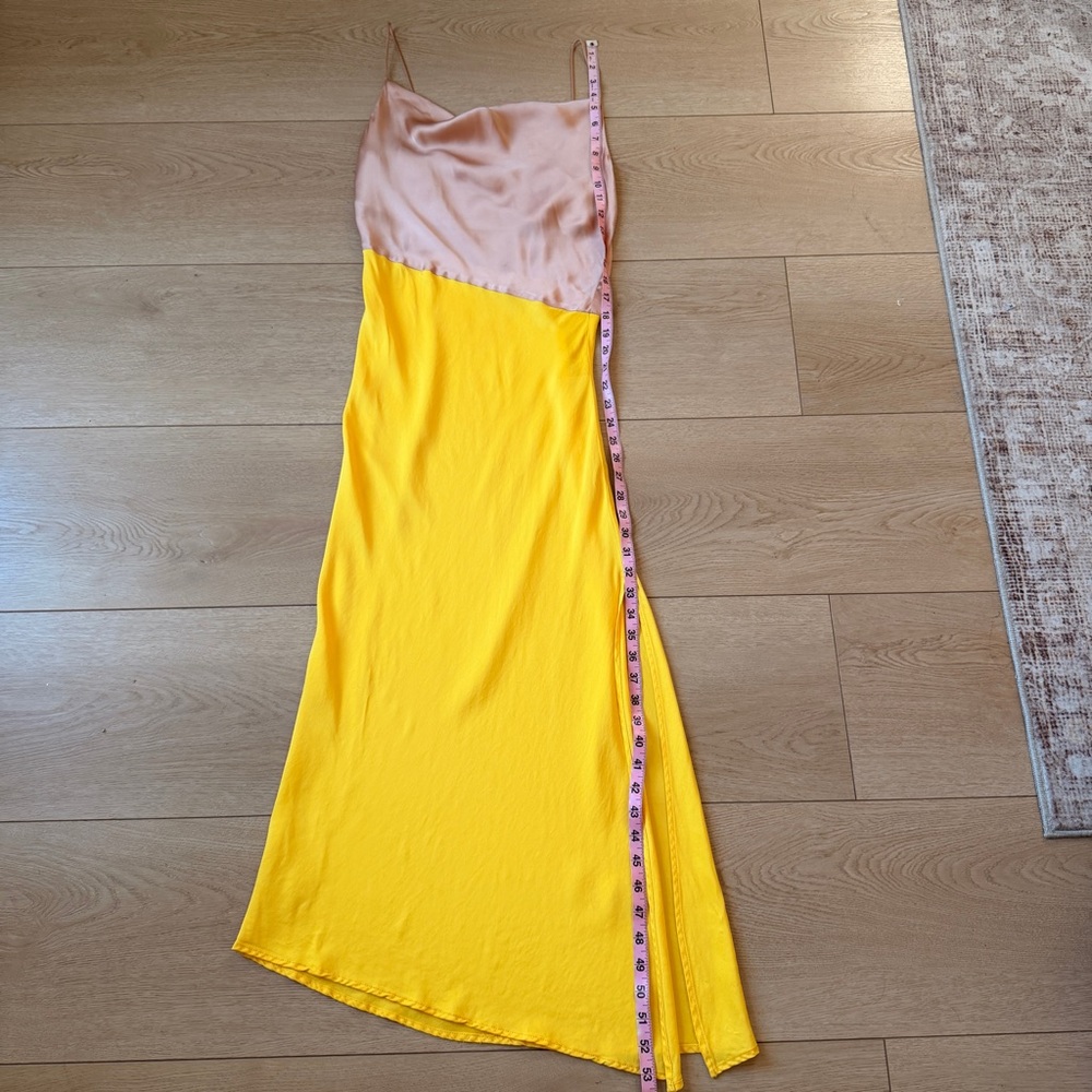 Zara whimsical rose & yellow color block draped cowl neck Slip midi Dress XS - Picture 10 of 13